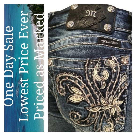 Miss Me Denim - Miss Me Jeans Bronze Paradise Fleur de Lis Bootcut